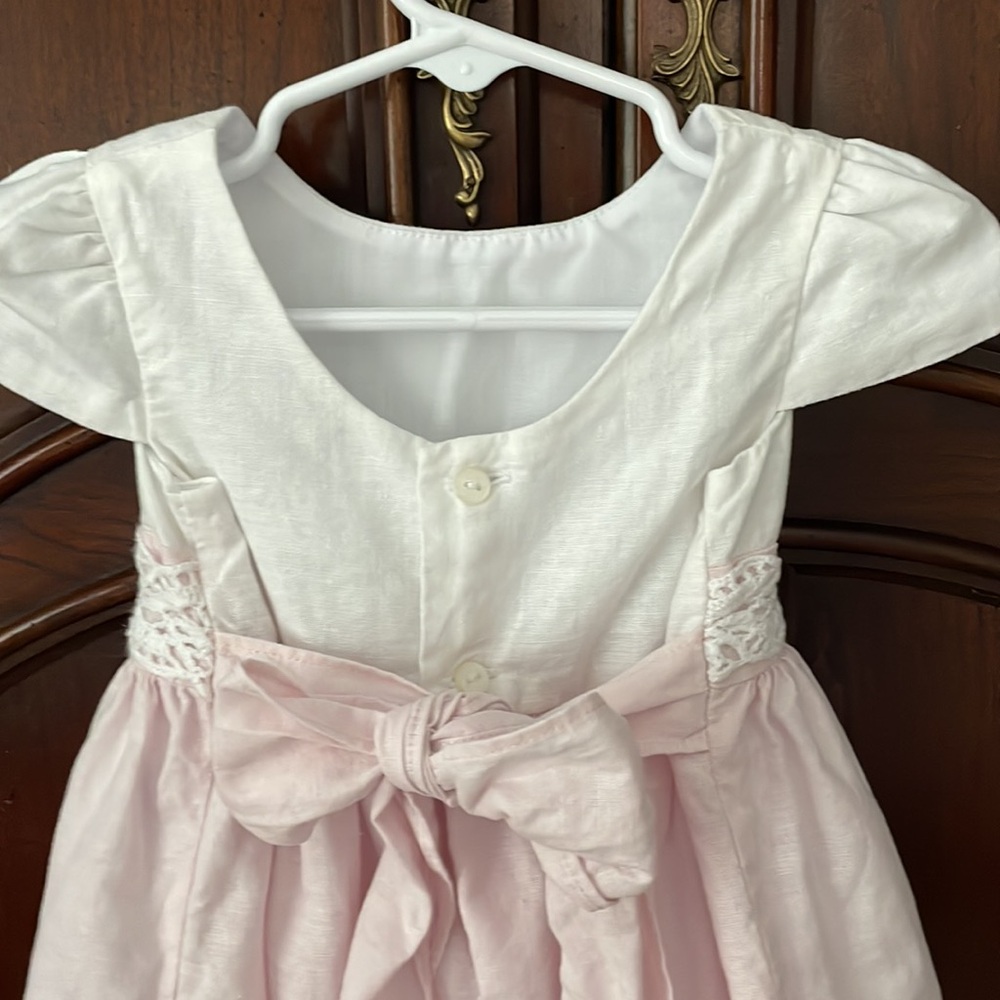 Southern Boutique Pink Linen Easter Portrait Dress Bloomer Set 18M Church - Picture 8 of 8